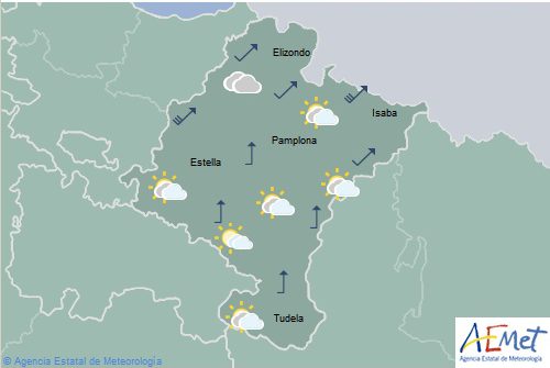 Hoy en Navarra lluvias y aumento de las temperaturas máximas