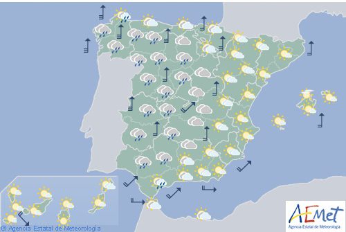 Hoy en España, viento en el norte y sudeste, lluvias fuertes en Galicia