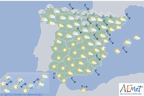 Hoy en España, viento fuerte en Valle del Ebro y Canarias, lluvias en el norte de Navarra