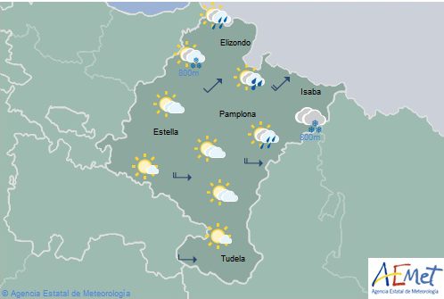 El tiempo hoy en Navarra, precipitaciones dispersas y ocasionales