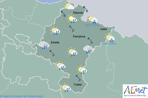 En Navarra nuboso o cubierto con lluvias débiles tendiendo a desaparecer