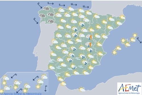 Hoy en España, tormentas en el interior este peninsular y nevadas en el noroeste
