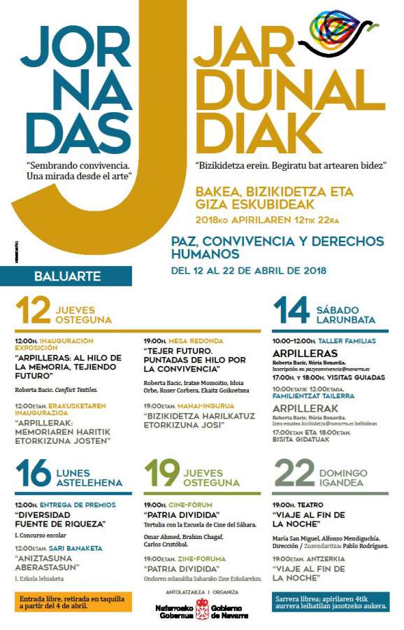 El Gobierno de Navarra organiza entre el 12 y el 22 de abril las III Jornadas de Paz, Convivencia y Derechos Humanos