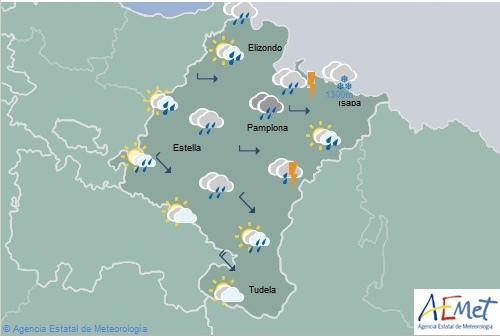 En Navarra lluvias, chubascos y descenso de las temperaturas