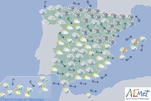 Hoy en España, nevadas en la mitad este peninsular y temperaturas en aumento en el centro
