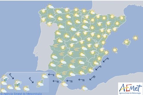 Hoy en España, cielo nuboso en el suroeste, viento en el Estrecho y Cádiz