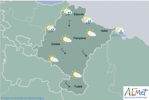 En Navarra el cielo aumentará a nuboso con lluvias y chubascos