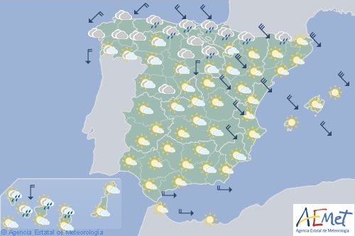 Hoy en España intervalos de viento fuerte en Navarra, nordeste peninsular y Menorca