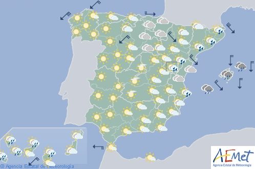Hoy en España chubascos en Baleares, Cataluña y Aragón