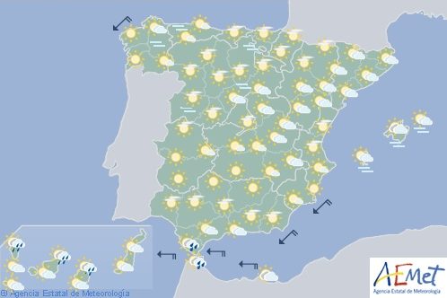 La Aemet prevé para hoy en España lluvia intensa en Cataluña y zonas de Aragón