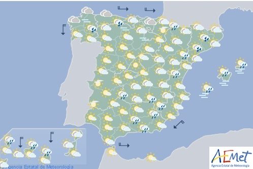 Hoy en España, chubascos fuertes en el interior este y en Mallorca