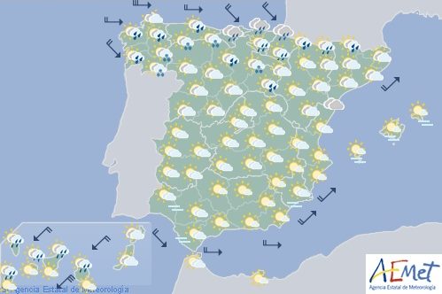 Hoy en España tormentas en Pirineos con descenso extraordinario de temperaturas en área cantábrica