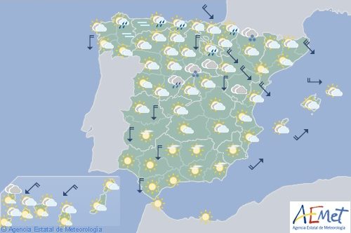Hoy en España intervalos de viento fuerte por el valle del Ebro y Canarias.