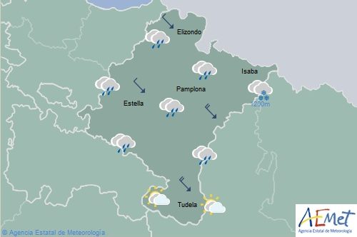 En Navarra precipitaciones en el tercio norte, temperaturas en ligero aumento