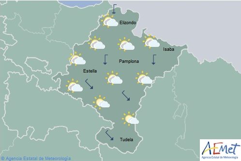 El tiempo hoy en Navarra con intervalos nubosos y máximas en aumento