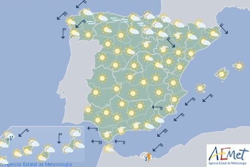 Hoy en España, lluvias fuertes en Melilla y ascenso de temperaturas en tercio norte