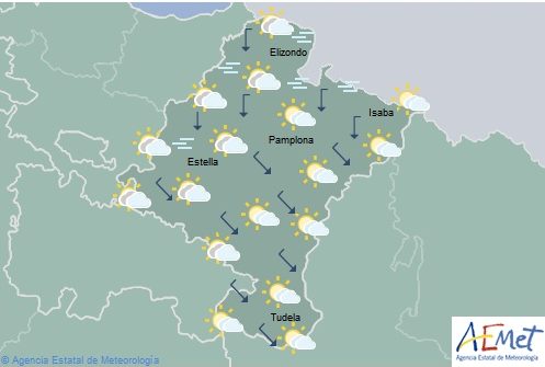 En Navarra, cielo nuboso tendiendo a remitir, temperaturas en aumento