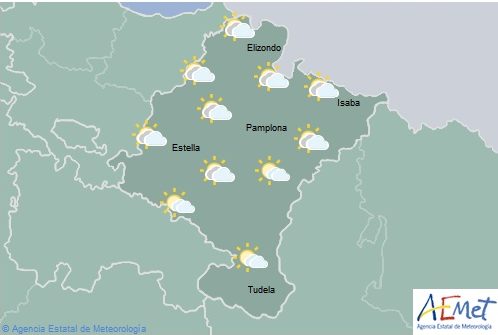 En Navarra cielo nuboso con lluvias y chubascos