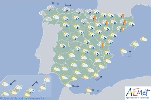 Hoy en España, la inestabilidad se limitará hoy al noreste y cederán las tormentas