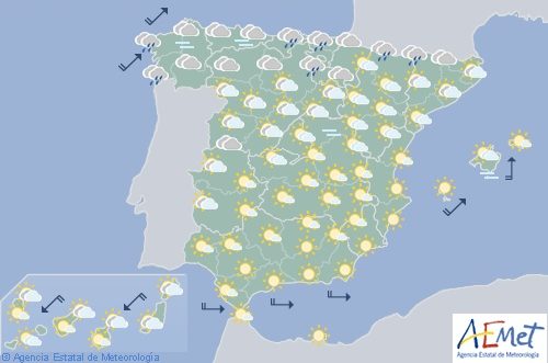 Hoy en España aumento generalizado de temperaturas, con posibles tormentas al norte