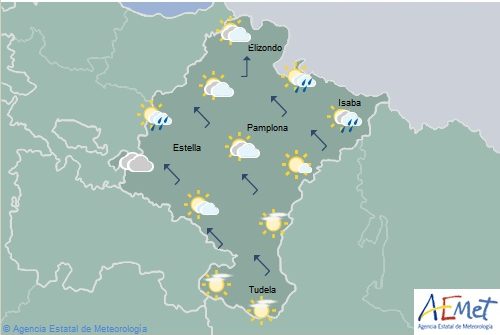 En Navarra temperaturas en descenso, nuboso o cubierto en el norte