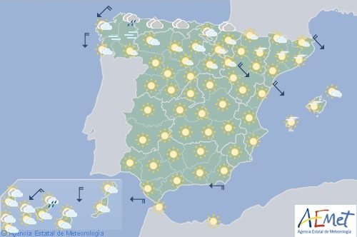 Cielos despejados y subida de temperaturas para hoy en casi todo España