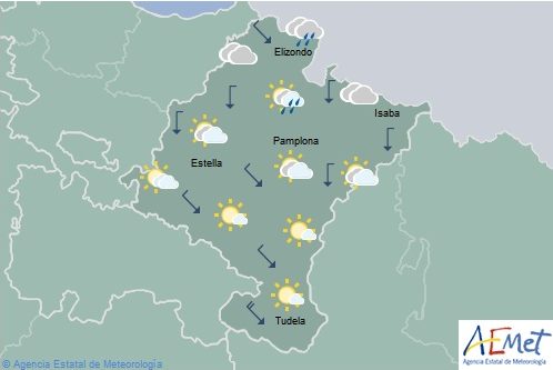 Bajan las temperaturas en Navarra, con cielo poco nuboso por la tarde
