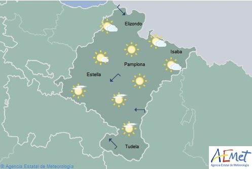 En Navarra intervalos de nubes de evolución, temperaturas máximas en descenso