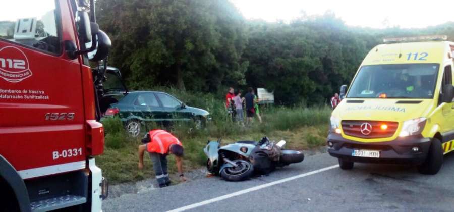 Un motorista herido grave en un accidente de tráfico en la NA-132-A, en Acedo