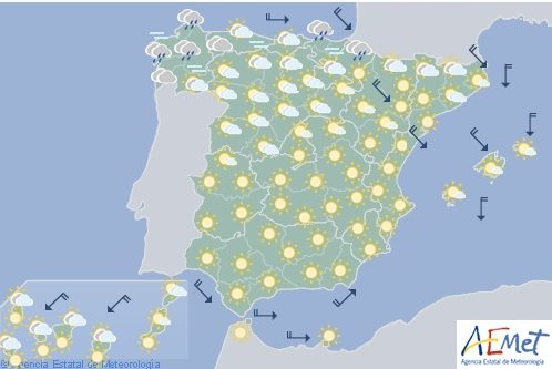 Hoy en España, chubascos fuertes en Cataluña y tiempo estable en resto del país