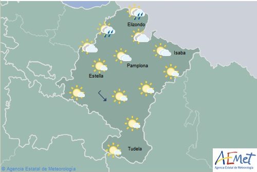 En Navarra poco nuboso. temperaturas máximas en aumento