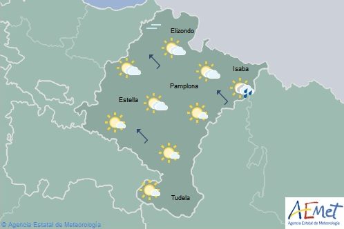 En Navarra poco nuboso o despejado, temperaturas máximas en descenso