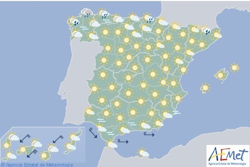 Hoy en España, tormentas en los Pirineos con temperaturas altas en el tercio oriental