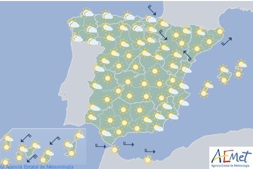 Hoy en España, temperaturas significativamente altas en el Valle del Ebro y mitad este