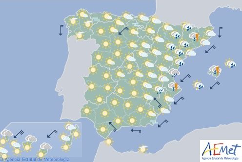 Hoy en España, precipitaciones fuertes y descenso de temperaturas en Valencia