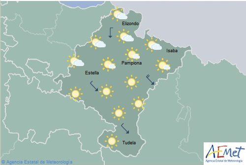 En Navarra poco nuboso o despejado, temperaturas en aumento