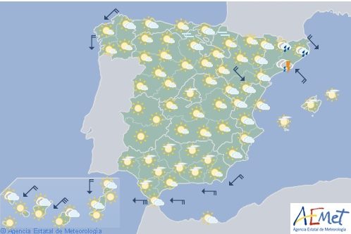 Hoy en España, chubascos y tormentas en el litoral y Pirineo catalán