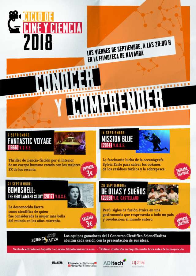 La Cátedra ADItech de la UPNA y la Filmoteca de Navarra organizan para los viernes de septiembre un ciclo de cine y ciencia
