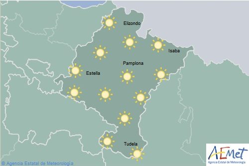 En Navarra cielo despejado con temperaturas máximas en aumento