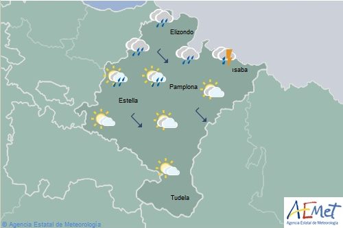 En Navarra lluvias y chubascos acompañados de tormentas que tenderán a remitir