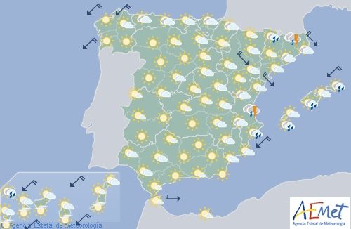 Hoy en España, chubascos o tormentas en la zona este y Baleares