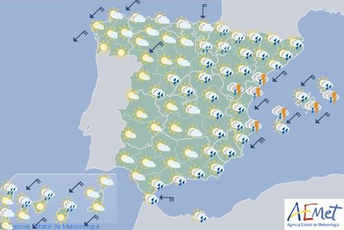 Hoy en España, intensas lluvias en este peninsular, más suaves en el resto