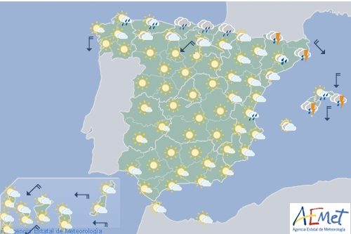 Hoy en España, lluvia en Galicia y Cantábrico y ascenso térmico en interior
