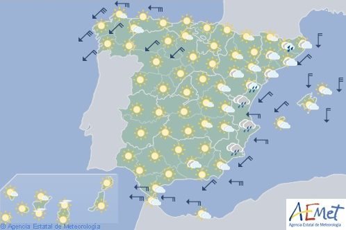 Hoy en España, chubascos en el interior, sureste y Levante