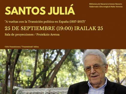 AGENDA: 25 de septiembre, en Biblioteca de Navarra, ciclo: 'Transiciones, del franquismo a la democracia'