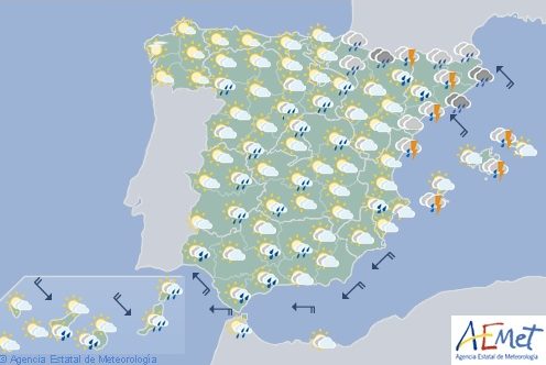 Hoy en España, lluvias fuertes en Aragón, Cataluña, Comunidad Valenciana y Andalucía