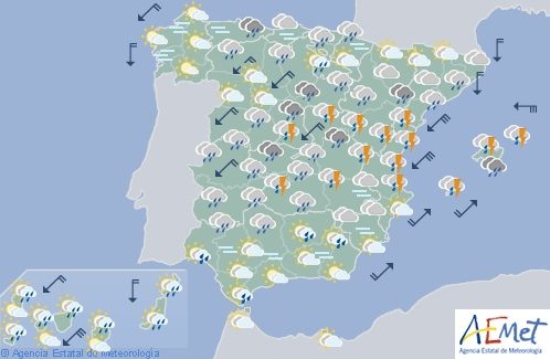 Hoy en España, lluvias fuertes en Aragón, Cataluña, Castellón y Baleares