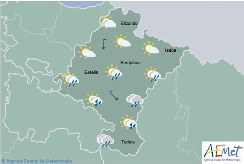 En Navarra precipitaciones débiles más probables e intensas en el sureste