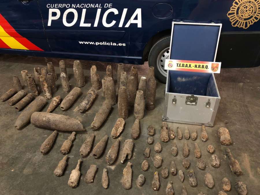 La Policía Nacional recupera numerosos artefactos explosivos de la Guerra Civil