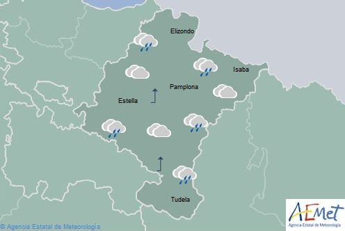 Lluvias débiles en Navarra que tienden a remitir, temperaturas sin cambios